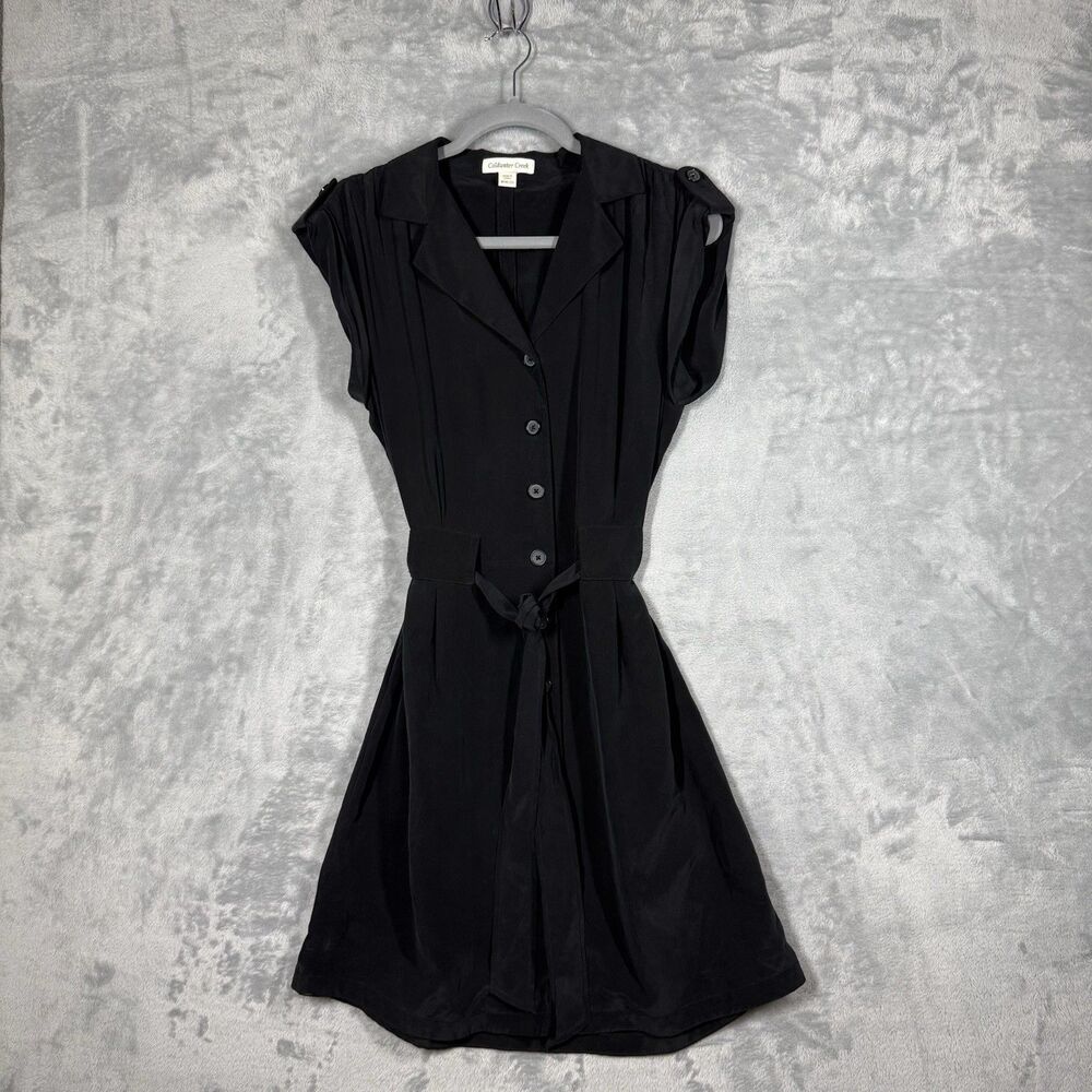 Coldwater Creek Women Dress Black Size M (10-12) Washed Silk Tunic Mini Shirt
